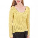 Yellow Scoop Neckline Knitted Jumper