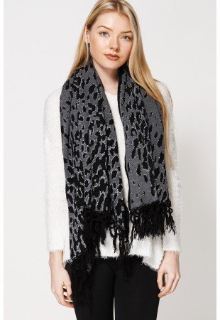 Leopard Spot Design Fringe Warm Wide Scarf (RP313375)