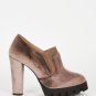 Mocha Velvet Block Heel Platform Shoes (RP366579)