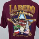 Harley Davidson Motorcycles Laredo Texas Skull Badge Eagle Maroon Shirt  - M