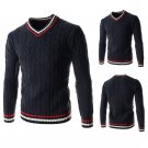 Men Casual V Neck Long Sleeve Knitwear Top Jumper Pullover Slim Sweater