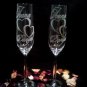 Wedding Glass Two Hand Engraved Champagne Flutes