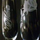 Wedding Glass Two Hand Engraved Champagne Flutes