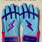 BRUCE BOLT BABY BLUE AND PINK PREMIUM LEATHER BATTING GLOVES SIZE LARGE BRUCE BOLT BABY BLUE AND PINK PREMIUM LEATHER BATTING GLOVES SIZE LARGE