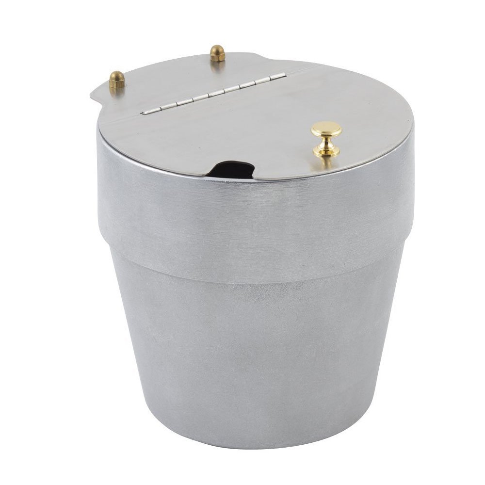 5 qt 12 oz 8 x 8 inch Condiment Pot with Stainless Steel Hinged Lid