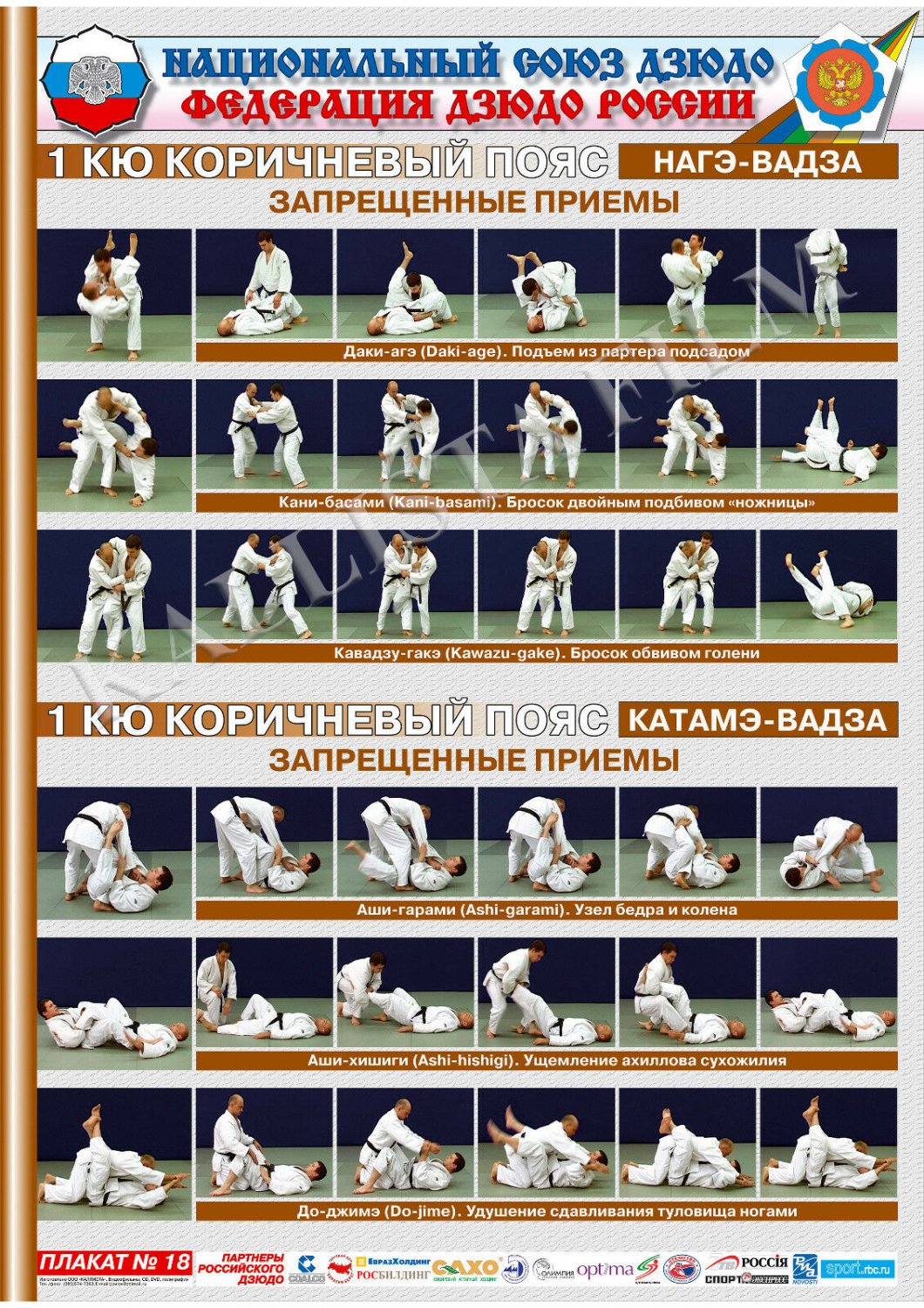 Posters JUDO. Brown belt 1 poster.The technique of judo.NAGE WAZA 2.