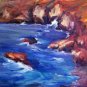 SALE: "Coastal Cliffs" Original Calif landscape oil painting by winning colorest Acosta