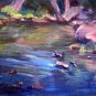 SALE: "Duckies" Original landscape pond Calif oil painting list Acosta artist