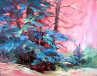 "Forest Dance": Expressionistic Original Palette Knife Oil Forest Landscape Painting by Geri Acosta