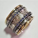 Spinning Ring With Inscriptions In Hebrew Embellished By Spinning Rings With Blue Zarconia