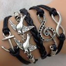 Multi Layers Anchor Wings Cross  Infinite Charms Handmade Leather Bracelets(Assorted Color)