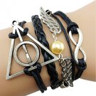 Angel Wings Harry Porter Infinity Multi-Layer  Handmade Leather Rope Bracelet
