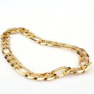 Vogue 20CM Men's 24K Yellow Gold Filled Bracelet Figaro Curb Link Chain 8MM Width