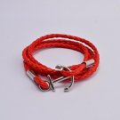 Fashion Mne's Titanium Steel Anchor Leather Wrap Bracelets