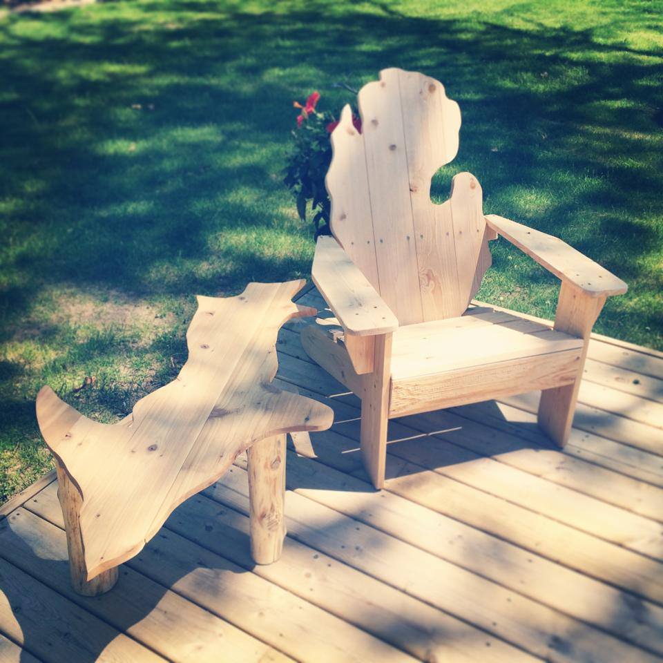 Michigan adirondack chair, Michigan chair, Michigan shaped chair