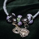 Blue Handcrafted Woven Hemp Bracelet w/ Glass beads and metal charms