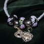 Blue Handcrafted Woven Hemp Bracelet w/ Glass beads and metal charms