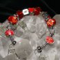 Red 3\4 semi-circle metal bracelet Glass and Metal Pandora style with removable charms