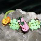 Green Handmade Hemp Woven Bracelet with  Sandals and Turtles with a Metal Clasp