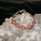 Brown Handcrafted Woven Hemp Bracelet with Footballs and a Metal Closure