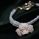 Blue Handcrafted Woven Hemp Bracelet with  Grey Plastic Poodle Button and metal closure
