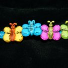 Blue Handcrafted Hemp with Multicolored Bees w/metal closure