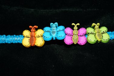 Blue Handcrafted Hemp with Multicolored Bees w/metal closure