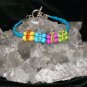 Blue Handcrafted Hemp with Multicolored Bees w/metal closure