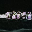 Blue Handcrafted Hemp with Black Ceramic Flowered Beads w/Metal Clasp