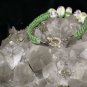 Green Handmade Hemp Bracelet with Ceramic Beads and a Metal Closure