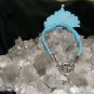 Blue Handcrafted Hemp Bracelet with Beautiful Peacock Button w/Metal Clasp