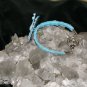 Blue Handcrafted Hemp Bracelet with Beautiful Peacock Button w/Metal Clasp