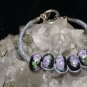 Blue Handcrafted Hemp Bracelet with Black Ceramic Beads w/Metal Clasp