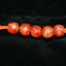 Orange Handcrafted Hemp with 5 wooden Beads and Metal Closure