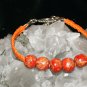 Orange Handcrafted Hemp with 5 wooden Beads and Metal Closure