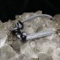 Blue Handcrafted Bracelet with 2 Black bead and 2 Heart Charms and Metal Closure