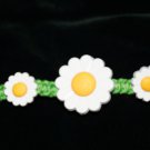 Green Handmade Hemp Bracelet with 3 Sunflowers and a Metal Closure
