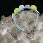 Blue Handcrafted Hemp Bracelet with 6 Multi-Colored Buttons w/Metal Clasp