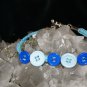 Blue Handcrafted Hemp Bracelet with 5 Multiple Shades of Blue w/Metal Clasp