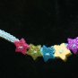 Blue Handcrafted Bracelet with 6 Multi-Colored Stars and Metal Closure