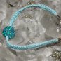 Light Blue Handcrafted Hemp Bracelet with 1 Blue Sparkle Ball and Metal Closure