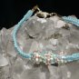 Light Blue Handcrafted Hemp Bracelet with 3 Sparkle Ball and Metal Closure