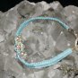 Light Blue Handcrafted Hemp Bracelet with 3 Sparkle Ball and Metal Closure