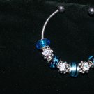 New  Blue 3/4 Wrist Bracelet with 9 Removable Charms Pandora Style