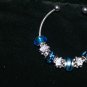 New  Blue 3/4 Wrist Bracelet with 9 Removable Charms Pandora Style