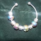 New Metallic 3/4 Wrist Bracelet with 9 Removable Charms Pandora Style