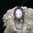 Vintage Style White Cameo On Blue Backing with Velvet Necklace