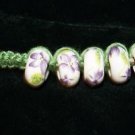 Unique Hippie Green Handcrafted Bracelet w/ 5 Ceramic Beads with Metal Closure