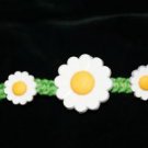 Unique Fun Green Handcrafted Hemp Bracelet with 3 Sunflowers  w/ Metal Closure.