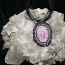 Vintage/Classic/Steam Punk Style Oval Lavender Pendant with Lace Necklace
